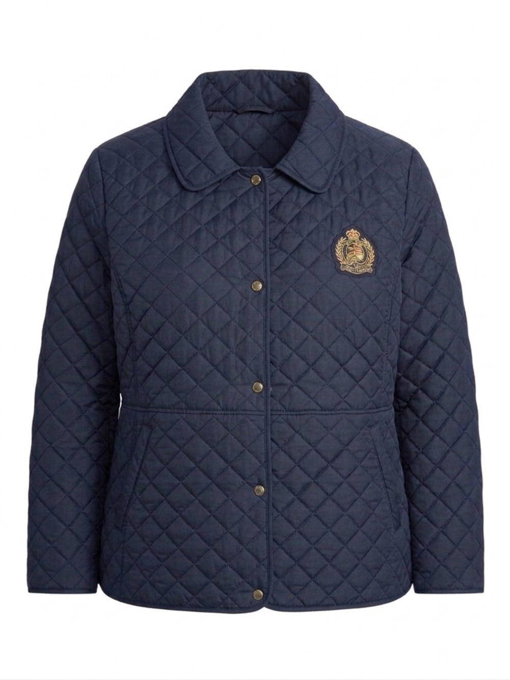 NWT Lauren Ralph Lauren Navy Quilted Jacket Crest Lightweight Coat Women’s 1X - Picture 17 of 17